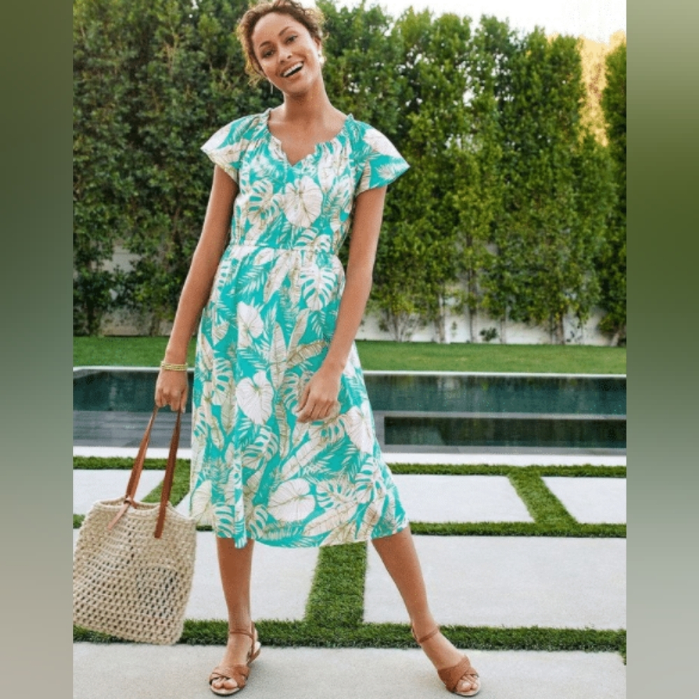 NWT Talbots Tropical Print Midi Dress